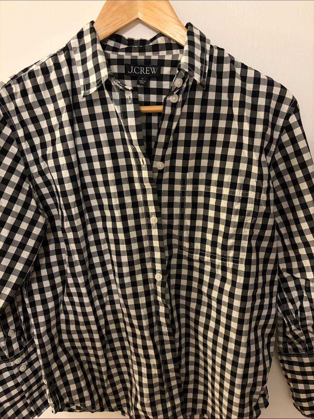 J. Crew Black & White Gingham Button-Down